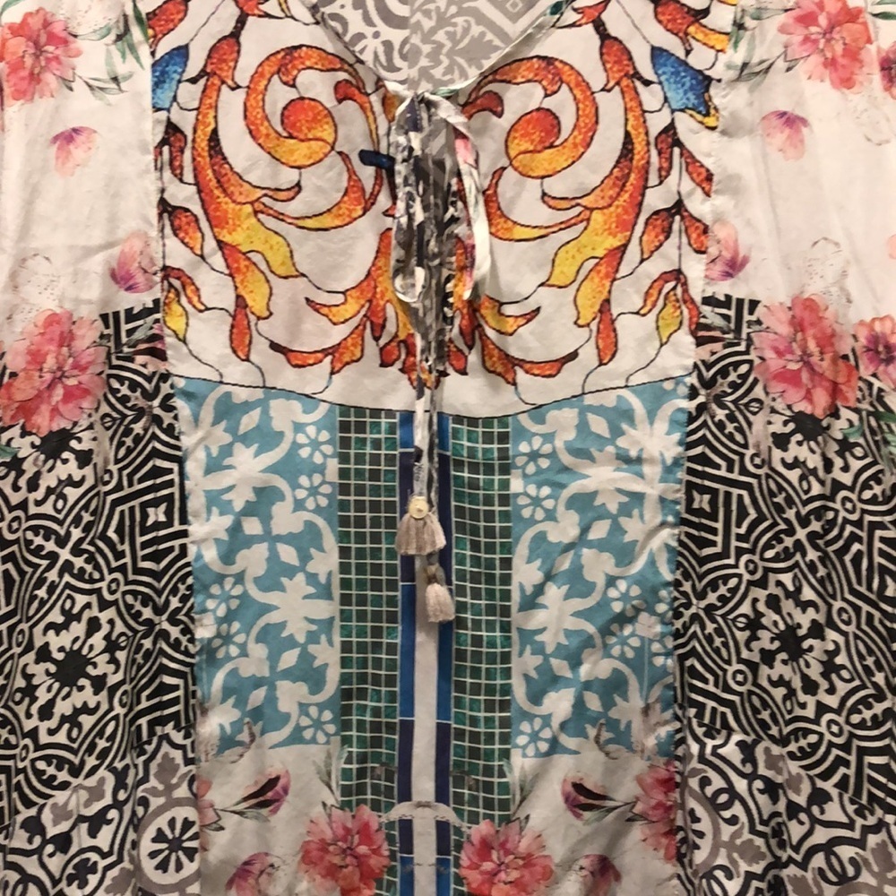 JOHNNY WAS Georgette Silk Blouse 👚 EUC sz XL - Picture 7 of 12